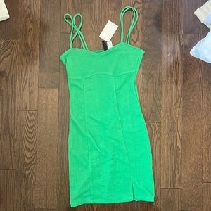 Green tight mini dress